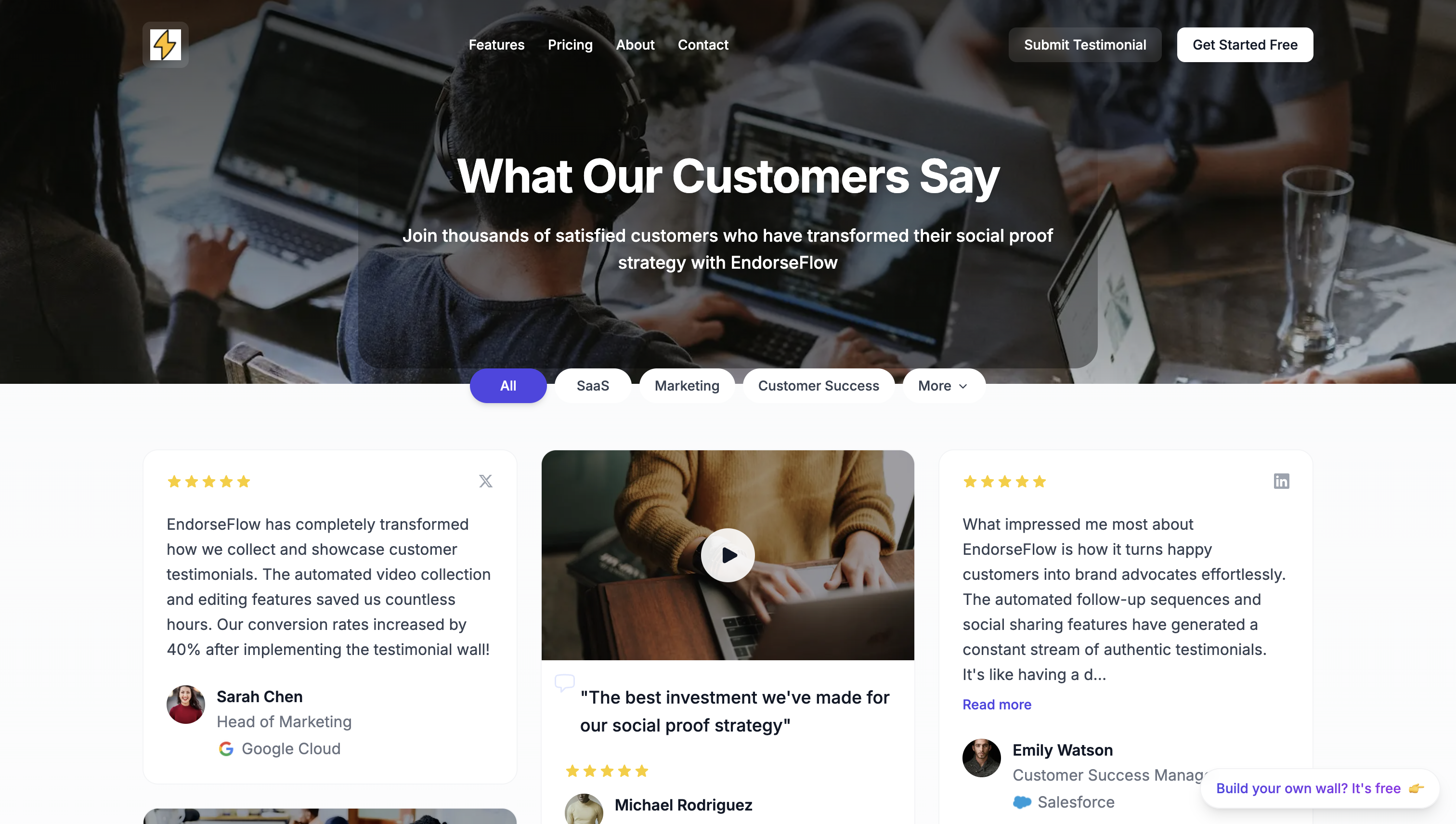 EndorseFlow Testimonials Dashboard
